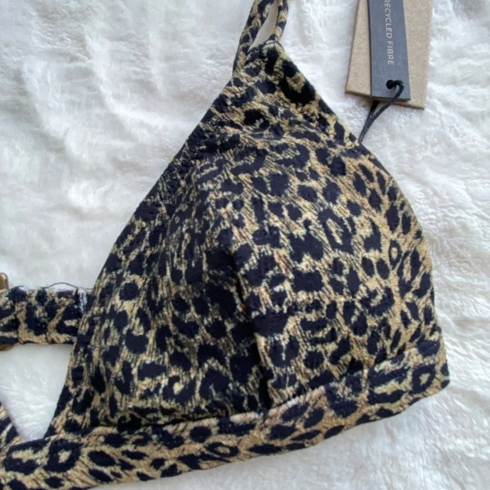 New!Free People Thrills Animal wayward triangle string bikini top 14787